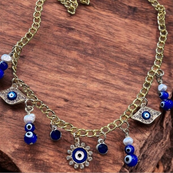 Evil eye charm necklace. 19” - Picture 9 of 16
